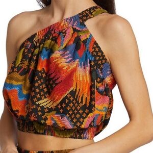 FARM Rio Black Sleeveless Graphic Crop Top